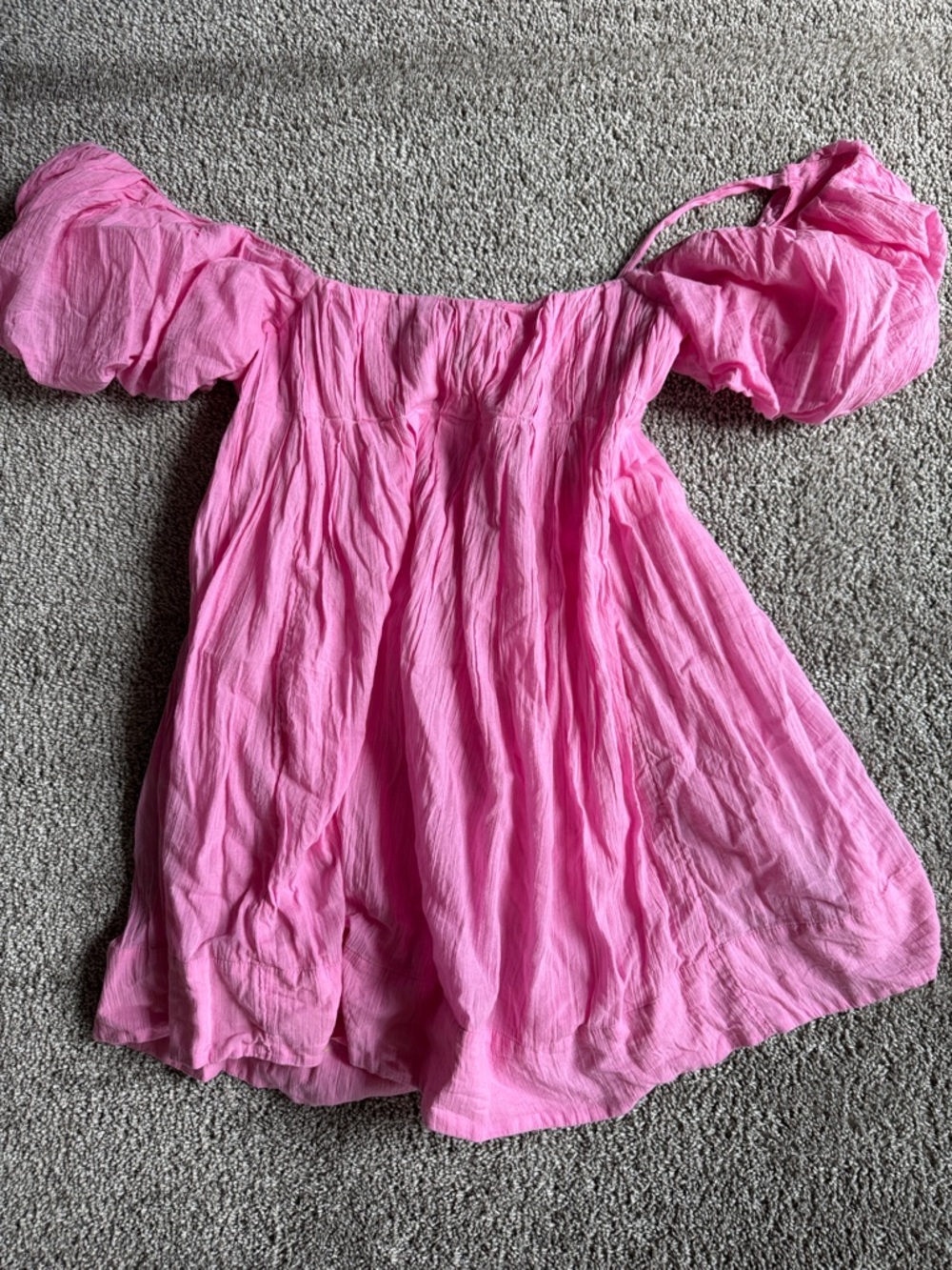 Free People Pink Ruffled Off-Shoulder Mini Dress